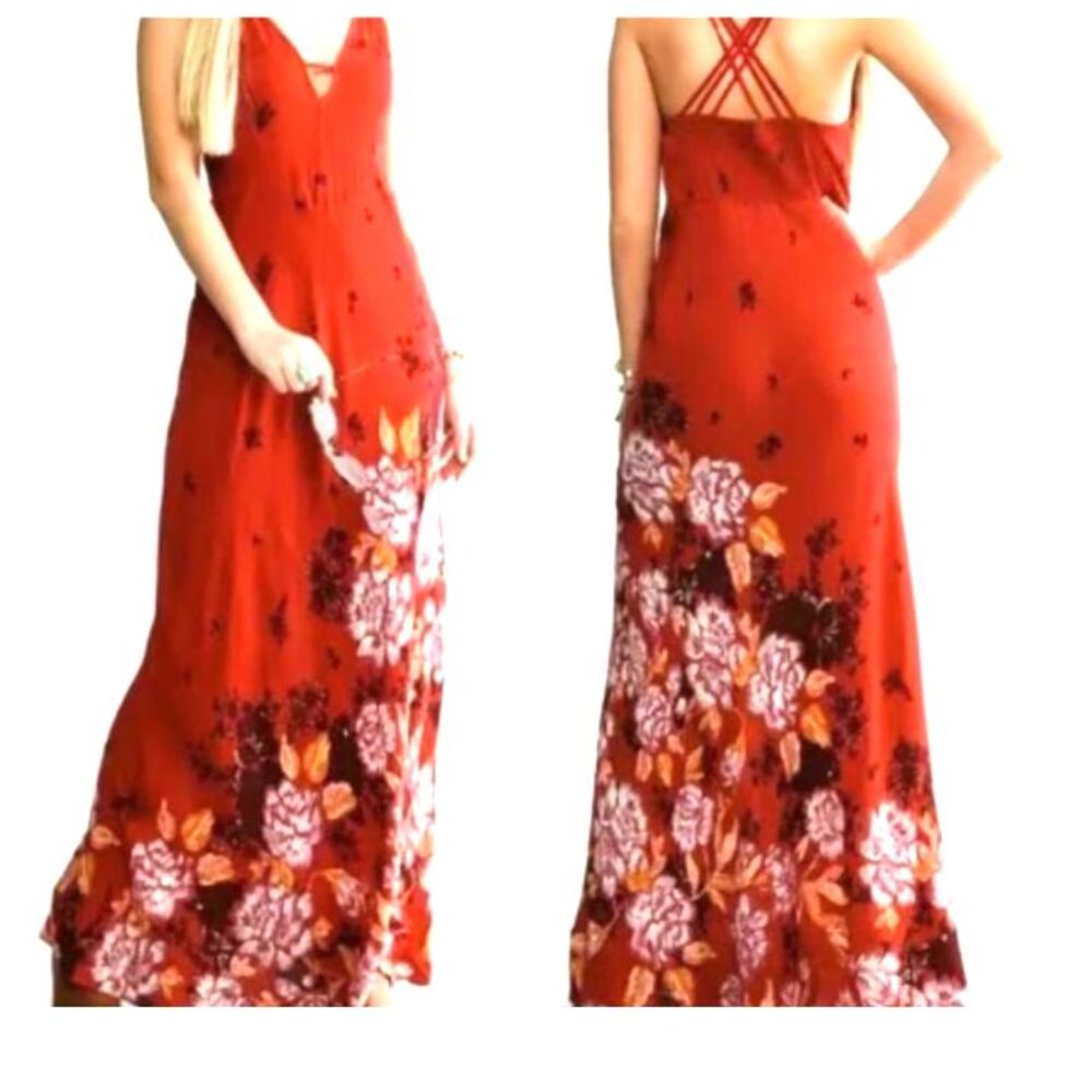 🌺Free People Red Floral Maxi Dress🌺
💜🌷Free Earrings w Purchase🌷💜 - Picture 10 of 13